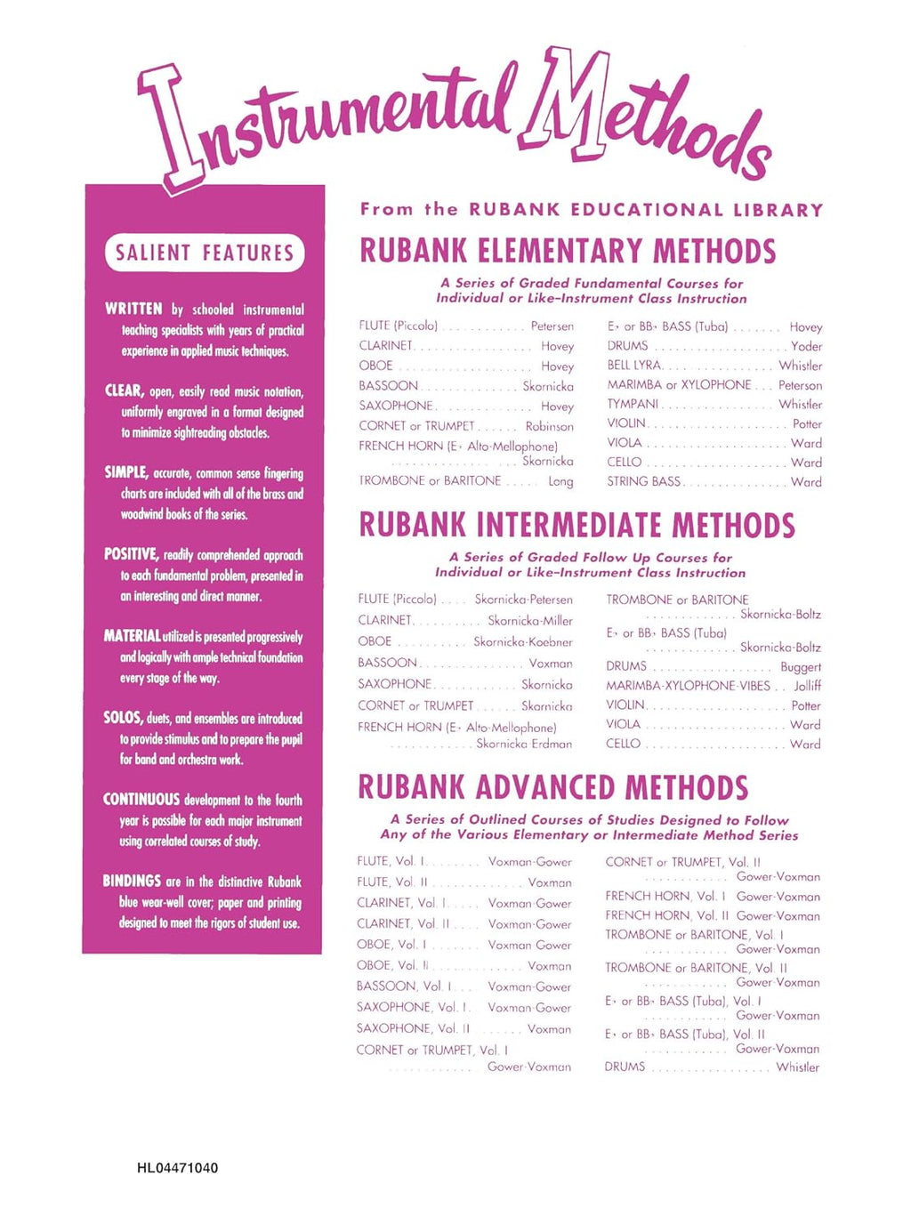 78 Duets for Flute and Clarinet Voxman | Volume 1 - Easy to Medium (No. 1-55) | Rubank Educational Library Sheet