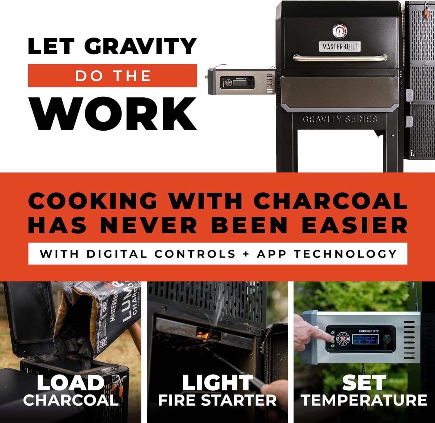 Gravity Series 1050 Smoker Grill - Digital Charcoal Combo Grill with Free App, 1,050 Cooking Square Inches in Black