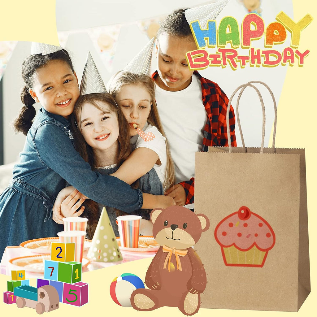 45Pcs Brown Paper Bags with Handles, Assorted Sizes Gift Bags Kraft