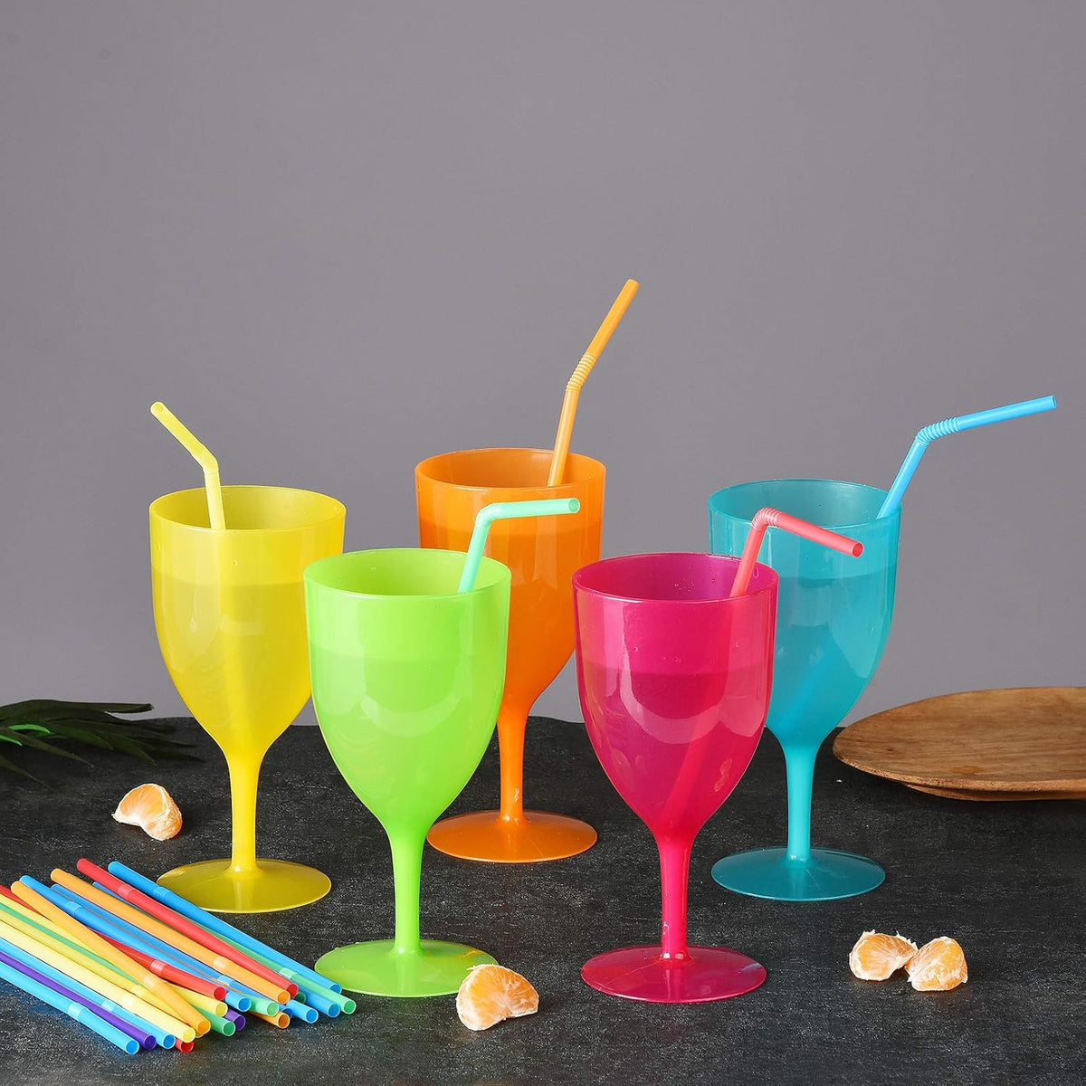 200-Pack Flexible Drinking Straws, Assorted Colors Plastic Disposable Bendy Straws - 7.75" x 0.23"