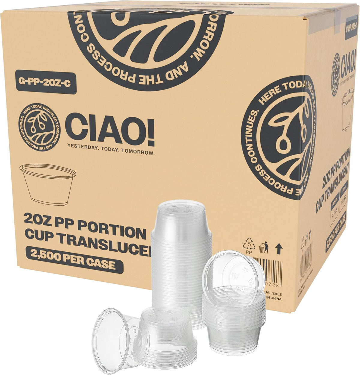 2OZ PP Clear Portion Cup, Lids Sold Separately (Case of 2,500)