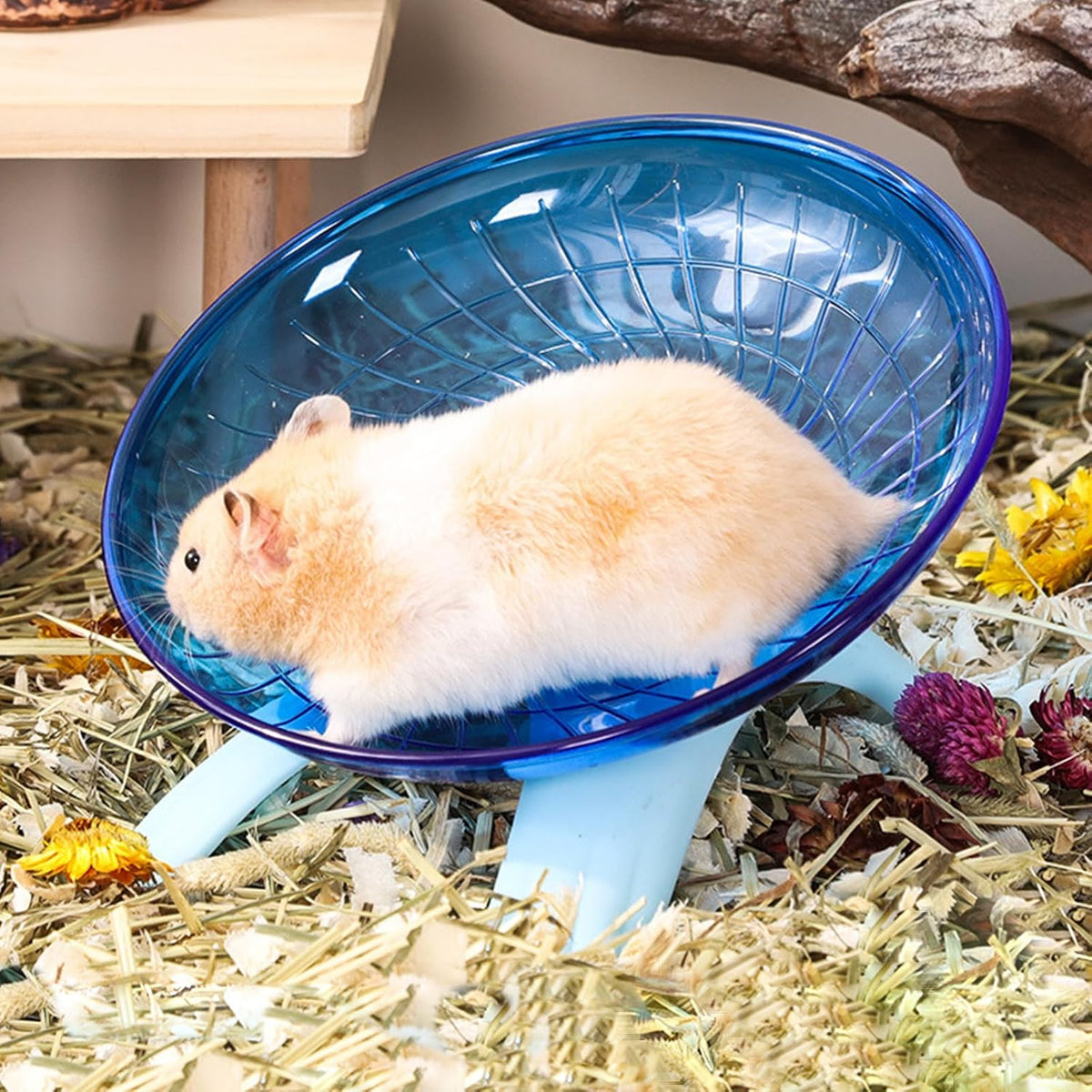7 "Blue Small Animal Flying Saucer Running Wheel, Does not Produce Noise