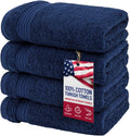 Hand Towels for Bathroom Set of 4, 100% Cotton Turkish Hand Towel Sets, Soft Hand Face Towels, Navy Blue Hand Towels