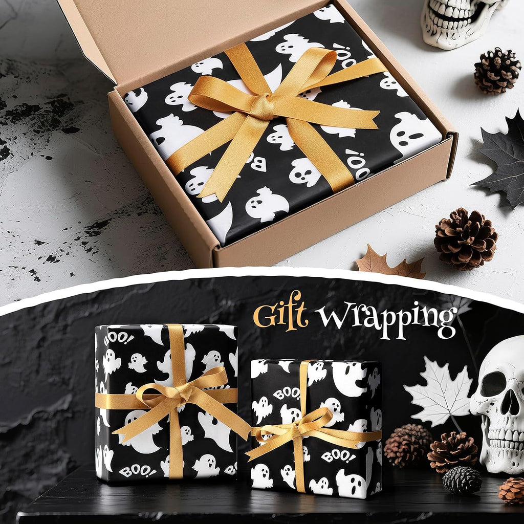 Halloween Tissue Paper for Gift Bags, Ghost Pattern 30 Sheets