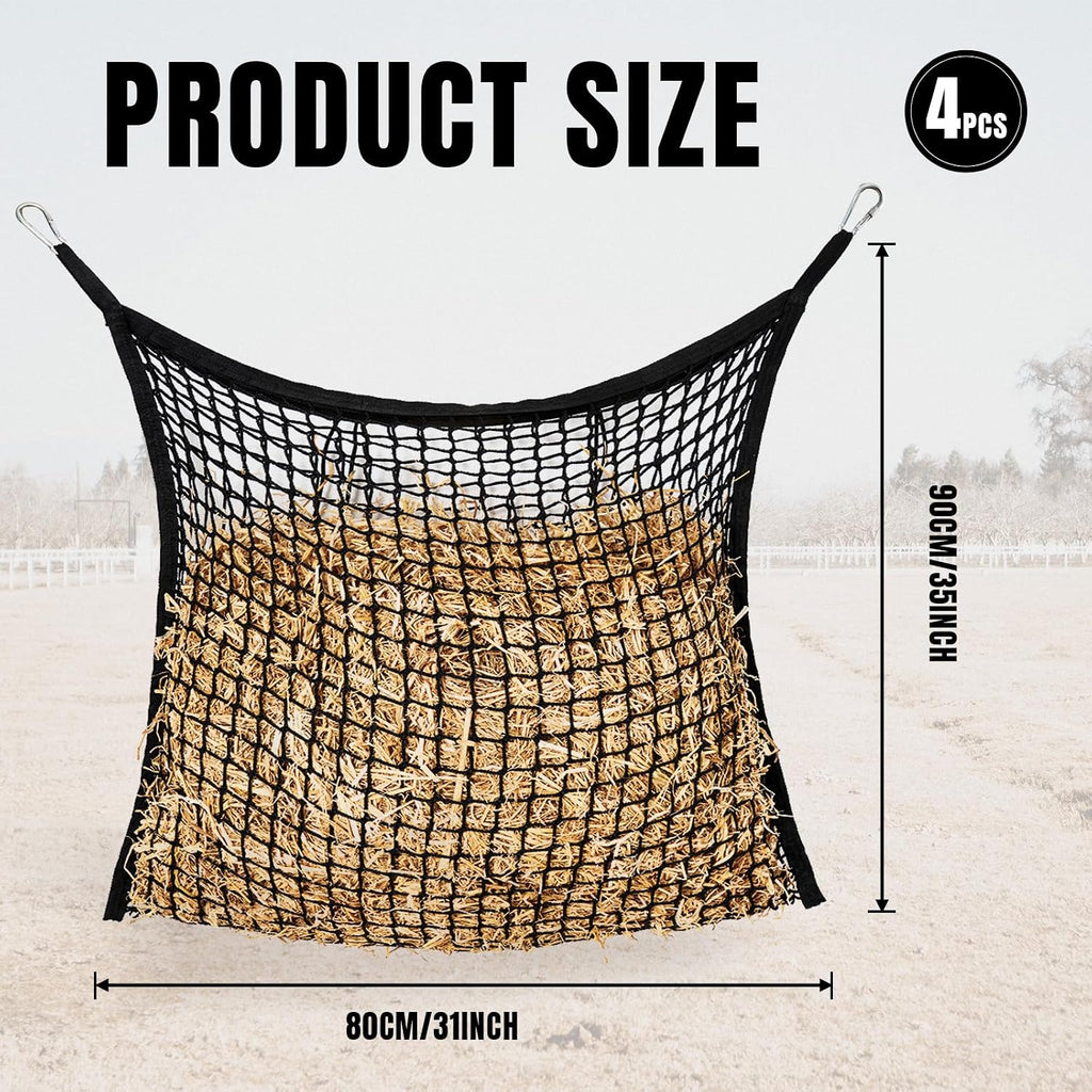 Slow Feed Hay Nets for Horses, Large Capacity Hay Bags, 4 Pack