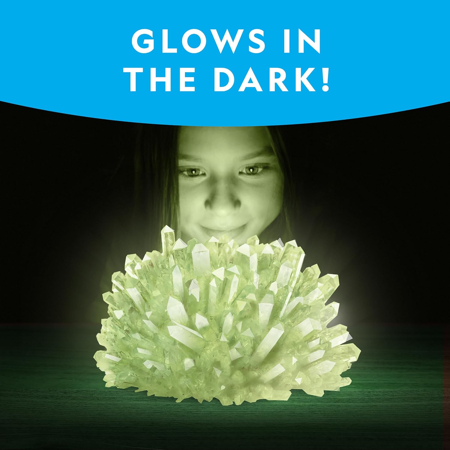National Geographic Jumbo Crystal Growing Kit - Grow Your Own Giant Glow in The Dark Crystal in a Few Days, Science