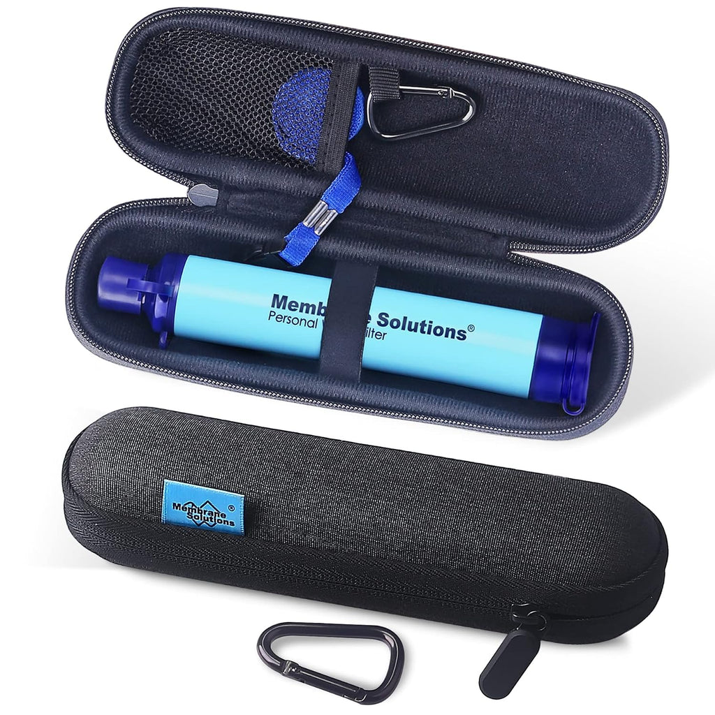 Water Filter Straw with Carry Case, Blue | Lightweight Emergency Purifier, Survival Gear, Includes Zip Lock Bag