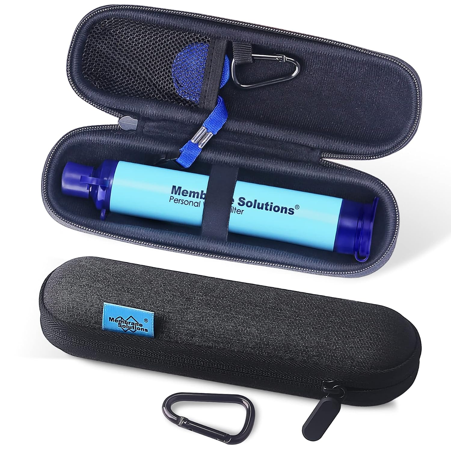 Water Filter Straw with Carry Case, Blue | Lightweight Emergency Purifier, Survival Gear, Includes Zip Lock Bag
