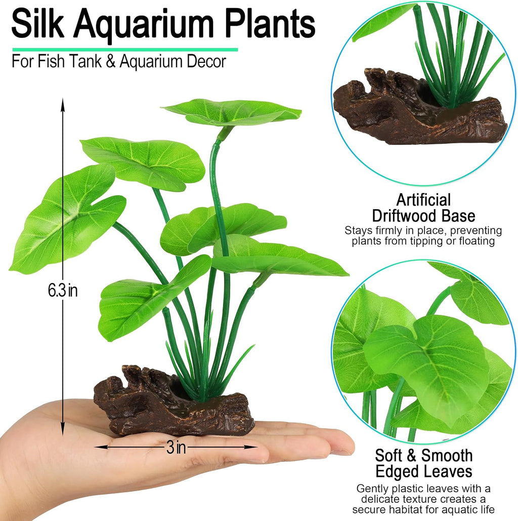 Fish Tank Decor, Silk Aquarium Plants and Hideaway Rock Cave Decor for Betta Fish Tank Accessories, Goldfish, Turtle