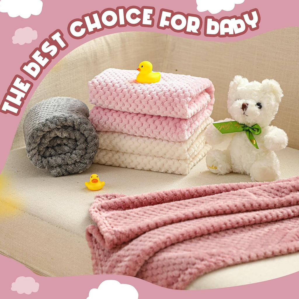 4 Pcs Baby Fuzzy Blanket Fluffy Baby Blanket for Boys Girls Soft Warm Infant Newborn Toddler Receiving Nursery Bed