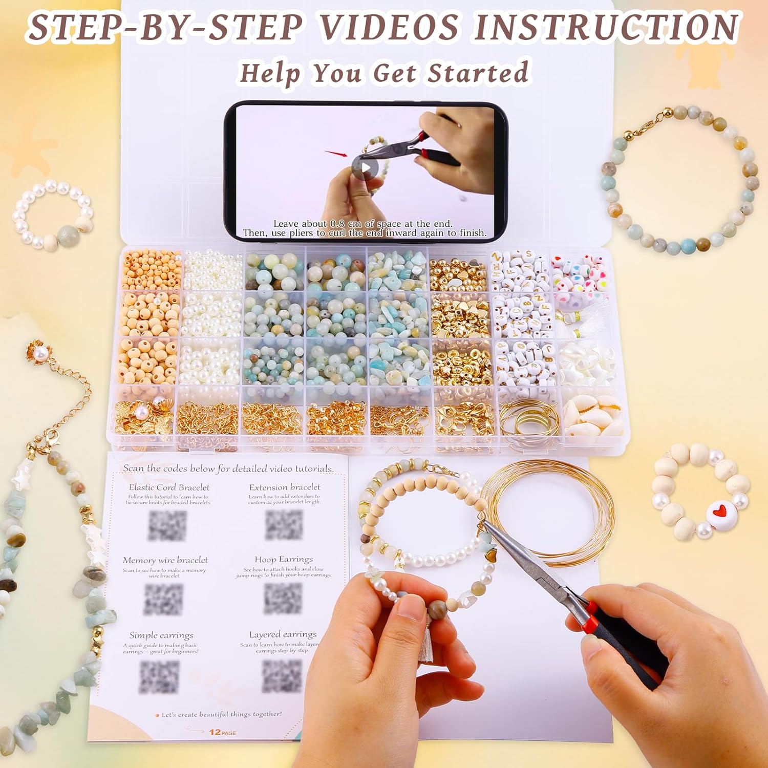 1927 PCS Jewelry Making Supplies Kit, Charm Bracelet Making Kit for Adults, Natural Stone Beads for Irregular Natural