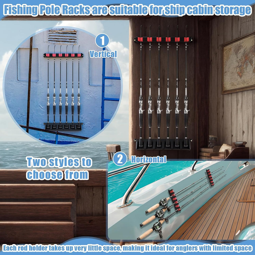 3 Set Fishing Rod Holders for 18 Garage Fishing Rod Rack Wall Mount Fish Pole Holders for Boat Room Vertical