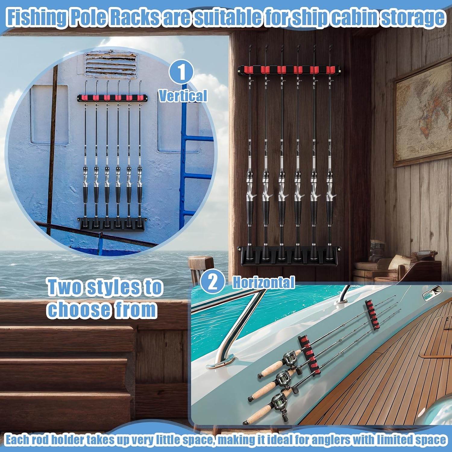 3 Set Fishing Rod Holders for 18 Garage Fishing Rod Rack Wall Mount Fish Pole Holders for Boat Room Vertical