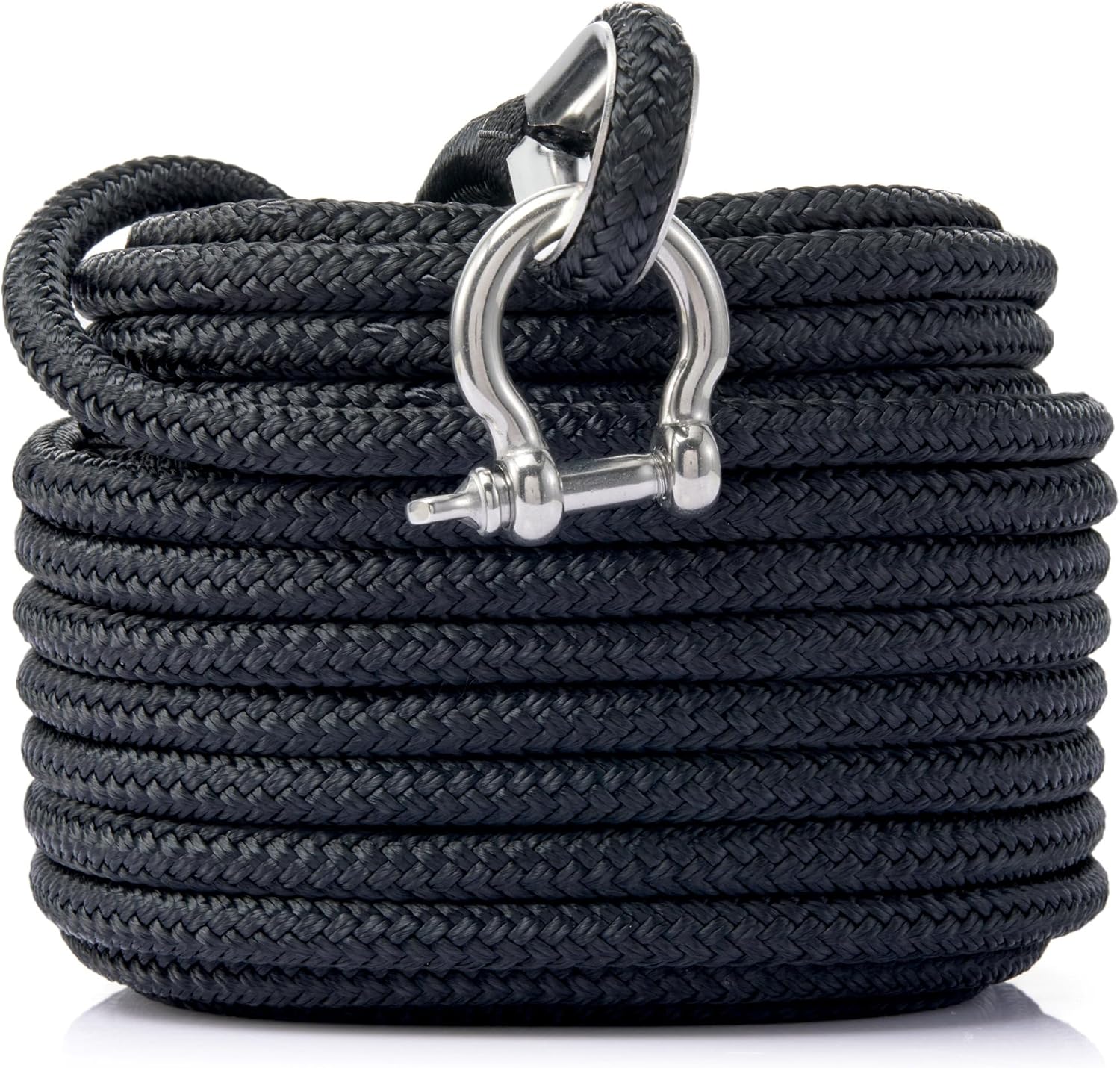 RainierSupplyCo Boat Anchor Rope - Double Braided Marine Rope Anchor Line - 50 ft x 1/4 Inch Nylon Boating Line with