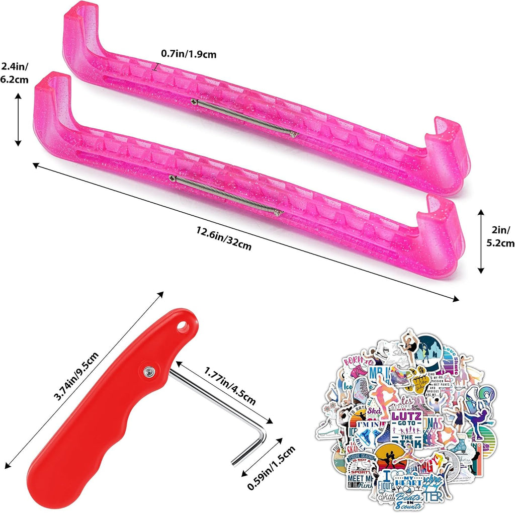 Ice Skate Blade Guards with Center Spring Release - Hockey & Figure Skate Blade Covers for Youth & Adult, Durable