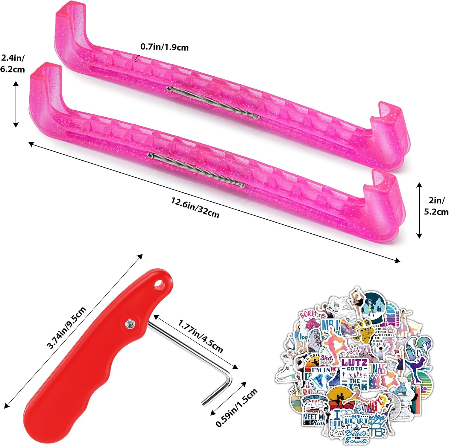 Ice Skate Blade Guards with Center Spring Release - Hockey & Figure Skate Blade Covers for Youth & Adult, Durable