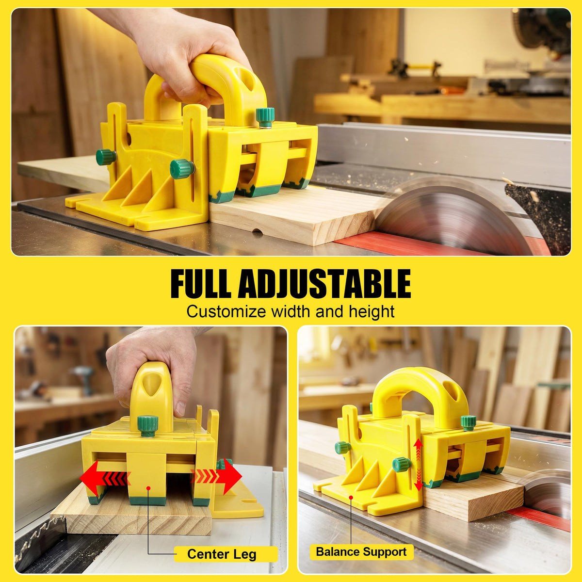 Table Saw Push Block, Anti-Kickback Hand Safety Tool for Woodworking