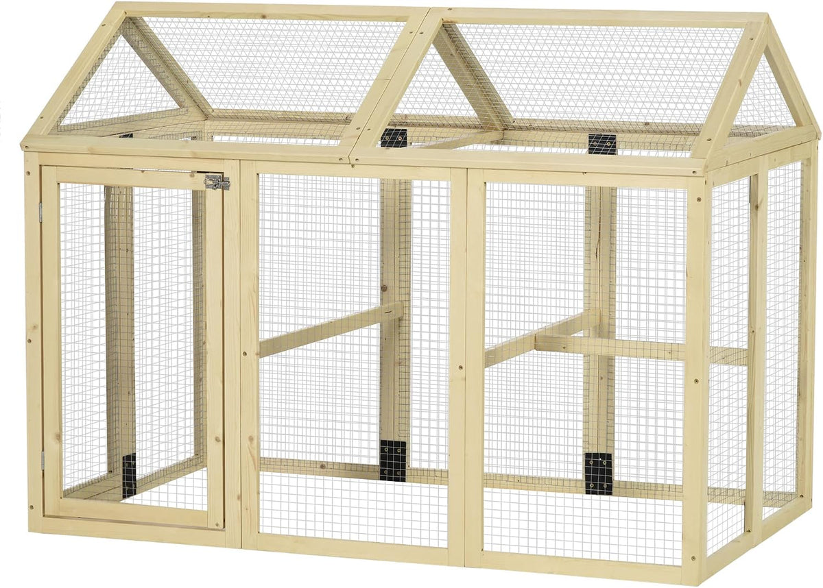 Chicken Run, Wooden Large Chicken Coop, Combinable Design with Perches & Doors for Outdoor, Backyard, Farm, 4.6' x