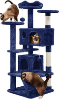 54in Cat Tree Tower, 2 Caves, Kitten-Ear Perch & Scratching Posts