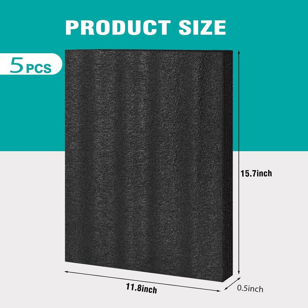 5 Pcs Black 16x12x0.5 Inch Polyurethane Foam Sheet