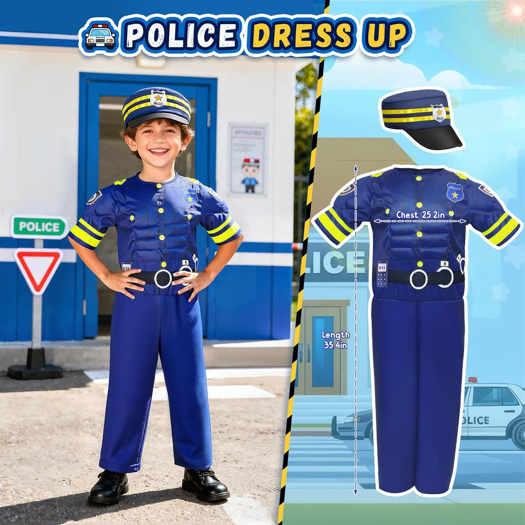 Kids Pretend Role Play Costumes, Dress Up Clothes for Toddlers | 4 Sets Astronaut, Policeman, Firefighter, Engineer
