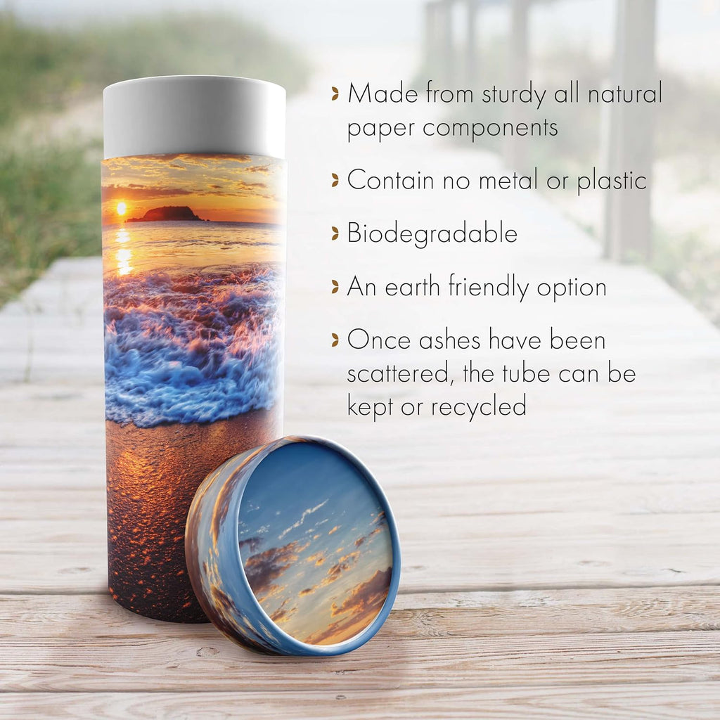 Hawaiian Sunset Scattering Urn Eco Friendly Adult - Bisodegradable & Cremation Urn for Adult Ashes - Scattering Tube