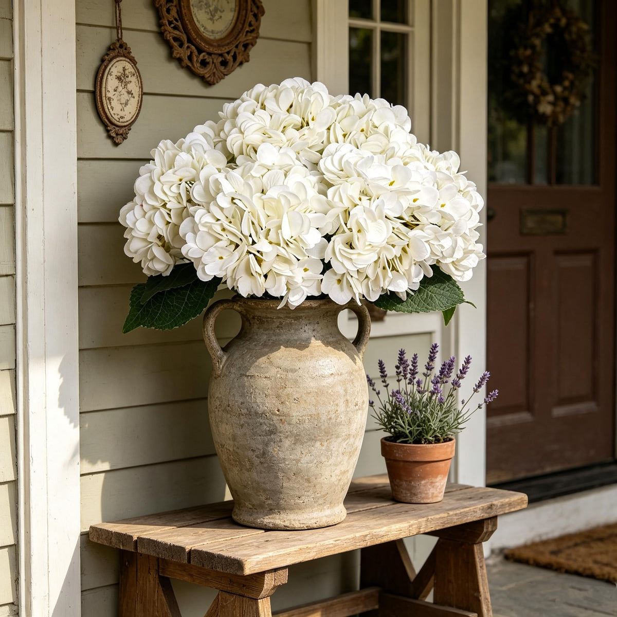 6pcs White Hydrangea Artificial Flowers Silk Fake Hydrangeas