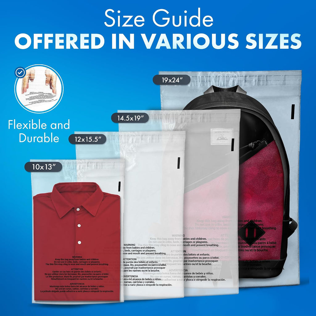 100 Count 19x24 Clear Poly Bags with Suffocation Warning, 1.5 Mil