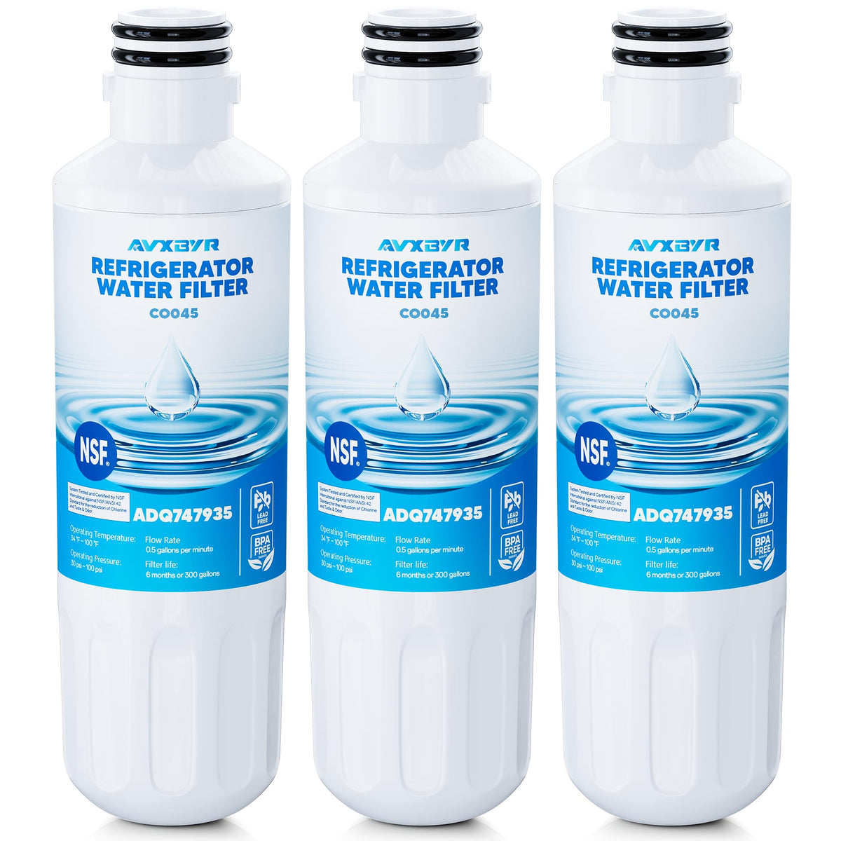 ADQ747935 Water Filter Replacement for LG ThinQ Lt1000P, 3-Pack