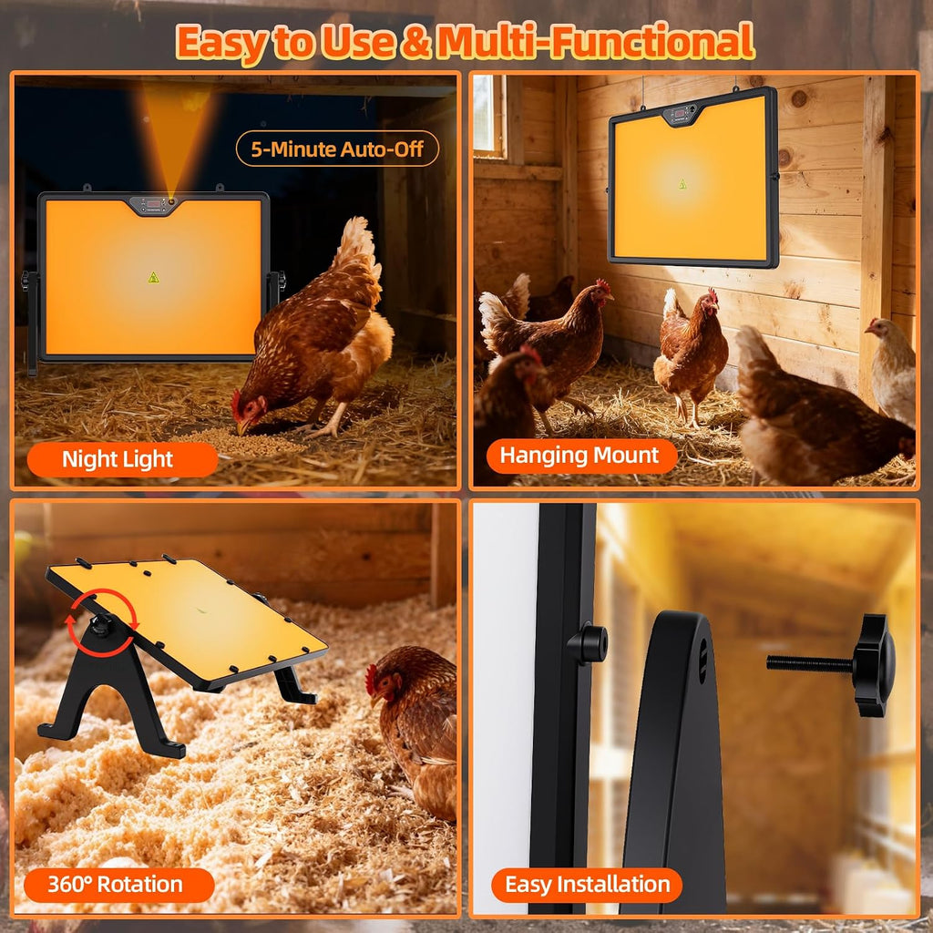 Brooder Plate for Chicks with Remote Control, Double-Sided Chick Heat Plate, Night Light, 4 Timer Modes, LED Light