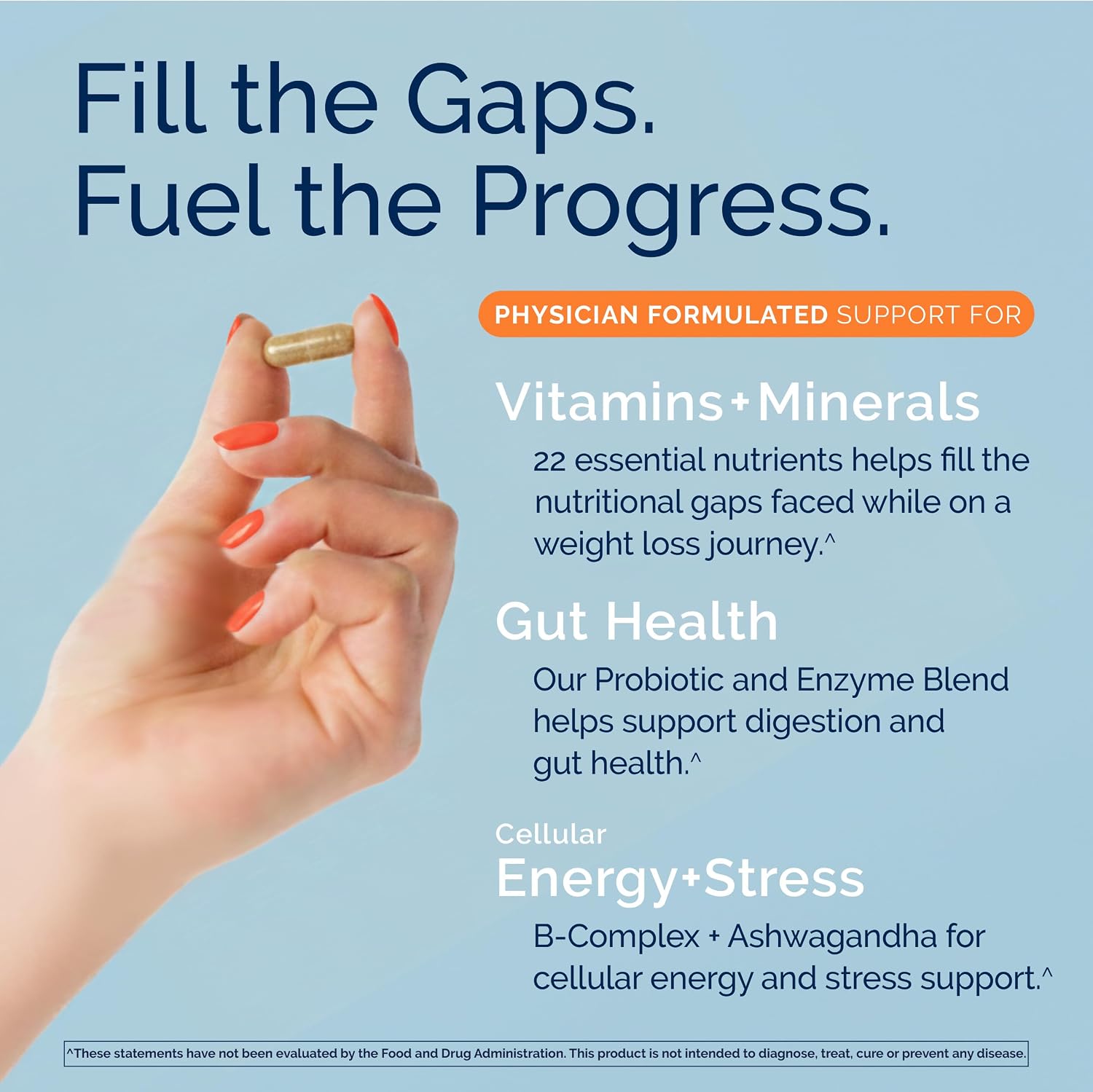 Advanced Multivitamin – Daily Essential Vitamins and Minerals + Probiotics for GLP-1 Support, Gut Health, Stress &