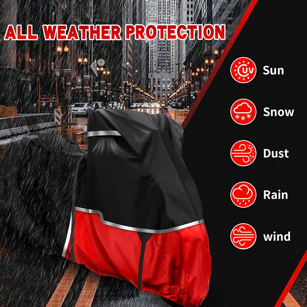 420D Waterproof Motorcycle Cover for Touring Models with Side Top Box