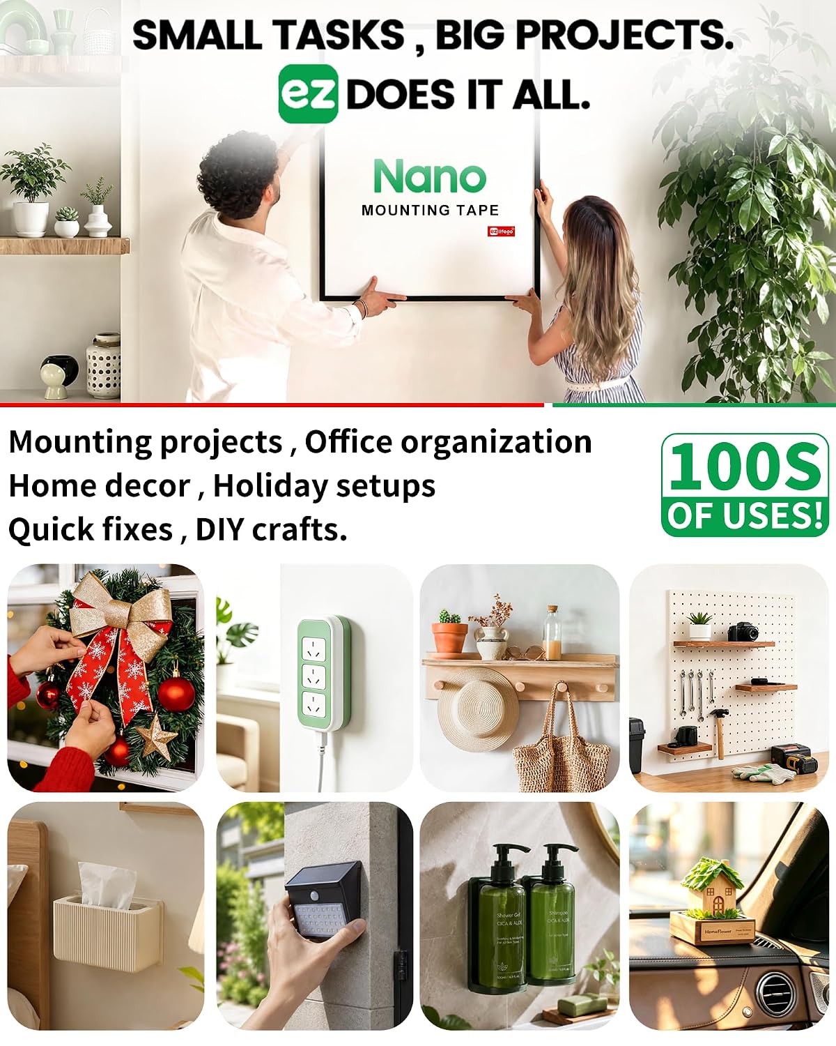 Heavy Duty Invisible Bond Nano Double Sided Mounting Tape, 9.85FT