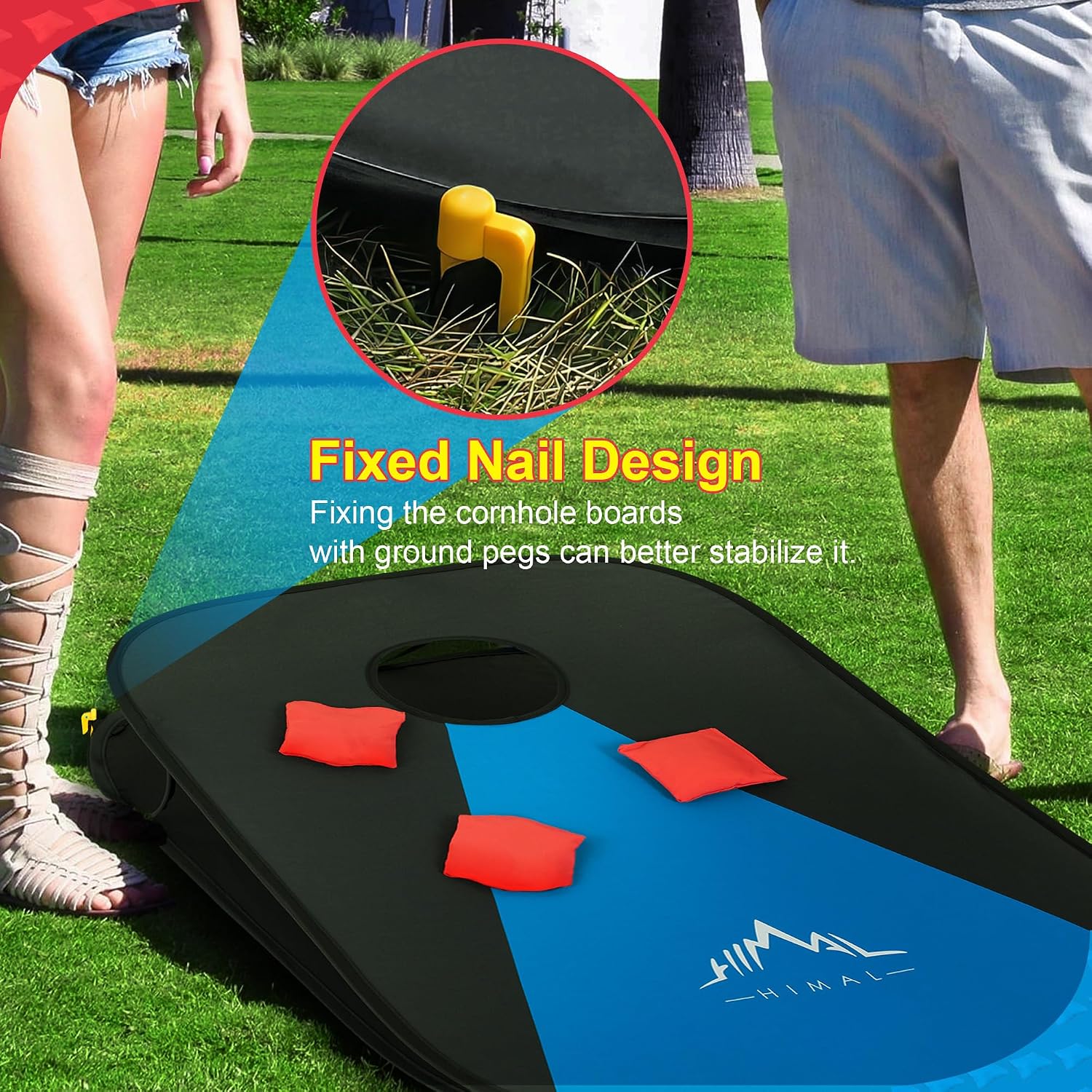 Himal Portable Cornhole Board Set, Foldable 3 x 2 Ft | 8 Toss Bags, Carrying Case, Outdoor Lawn Toss Boards