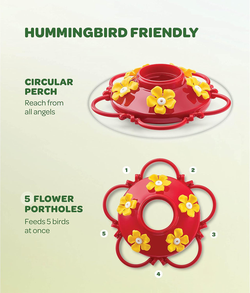 Hummingbird Feeders for Outdoors - 10 oz [Set of 2] Built-in Ant Moat