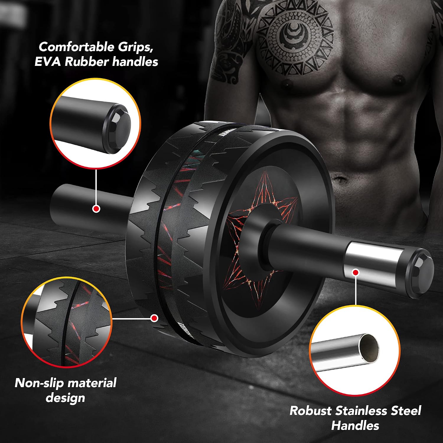 AB Roller Wheel - Ab Roller for Abdominal Workout and Core Strength Training, Portable Ab Wheel Roller Exercise for