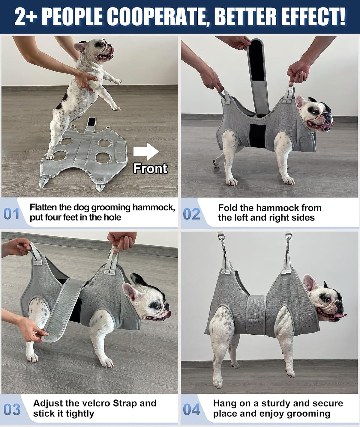 Dog Grooming Hammock Harness, M Size Grooming Sling Restraint for Nail Trim, Silver Gray Holder Hanger for Grooming