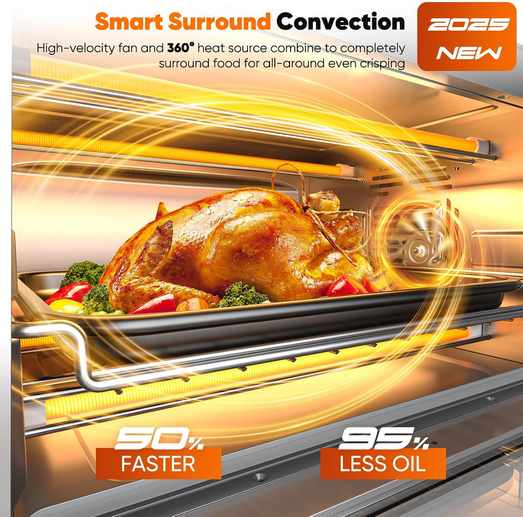 Bravo Pro Convection Air Fryer Toaster Oven Combo | 2026 New Improved,10-in-1, 50°-450°F Control, Quick Even Crisp