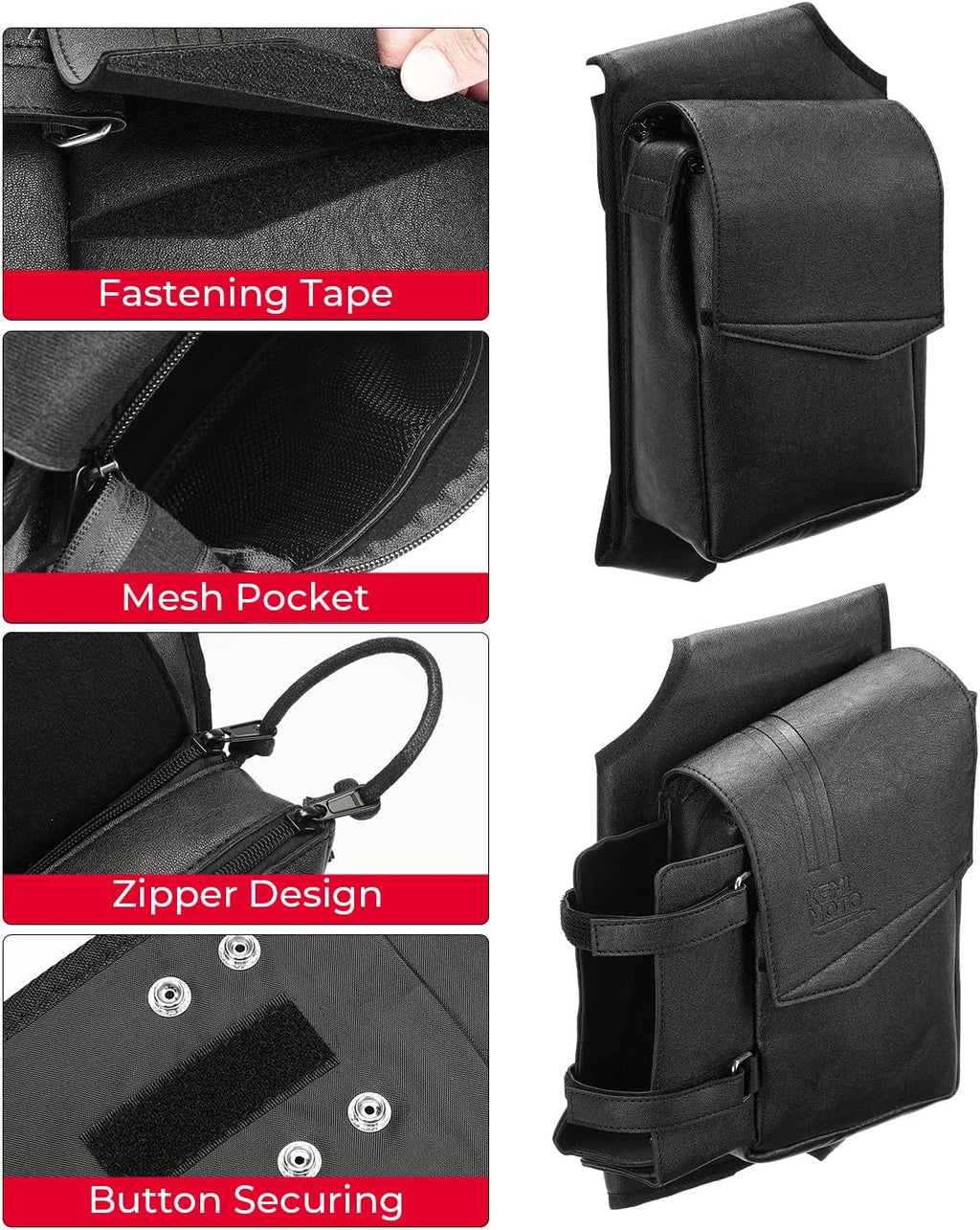 Side Saddlebag Guard Bag Organizer with Bottle Holder PU Leather | Compatible with Touring Road King Electra Glide