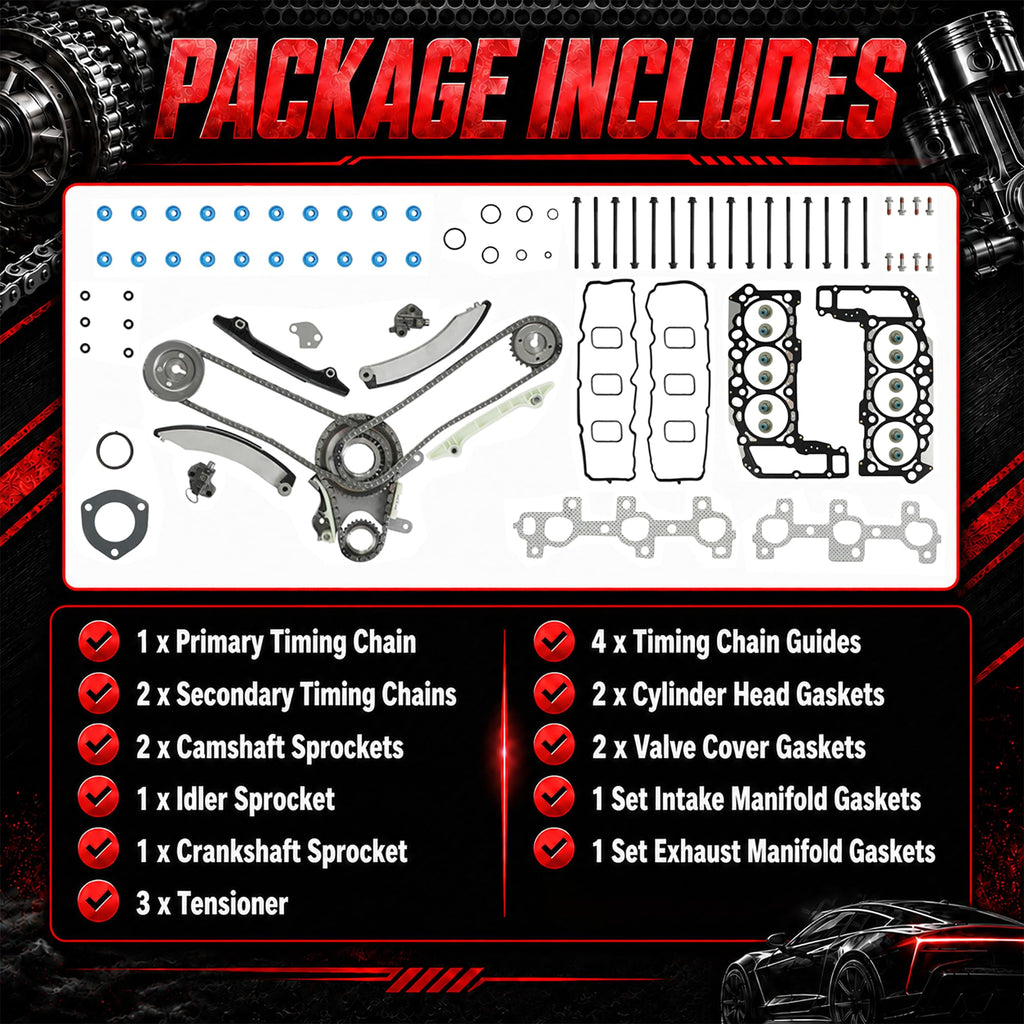 3.7L Head Gasket Set with Timing Chain Kit for V6 Engine