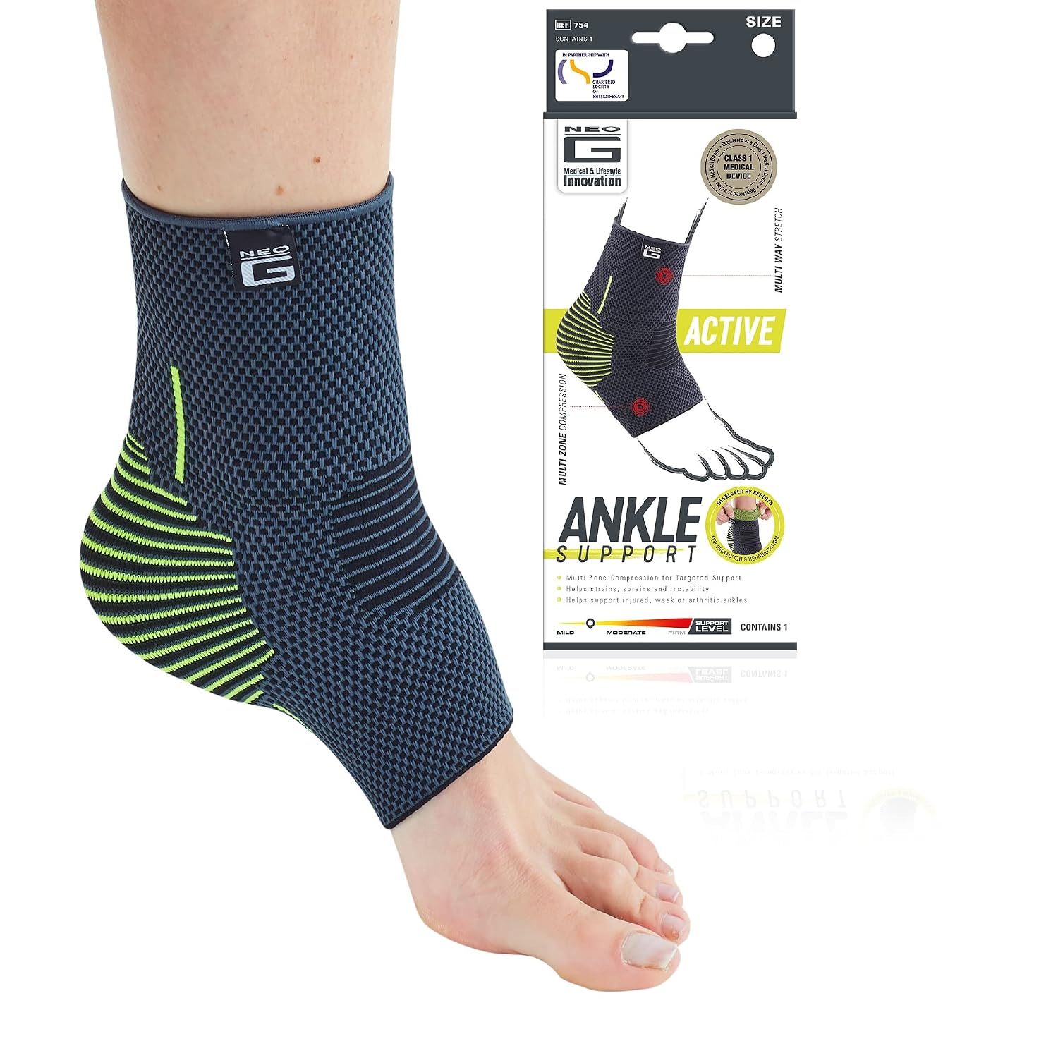 Ankle Compression Sleeve Sports – Active – Ankle Compression Sleeve for Running - Lightweight, Elastic, Helps with