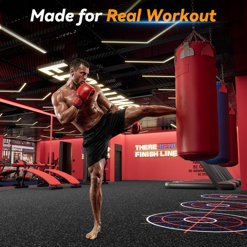 1" Extra-Thick Rubber Top Exercise Mat, Puzzle Gym Flooring for Home Gym, Gym Mat for Workout Equipment, Interlocking