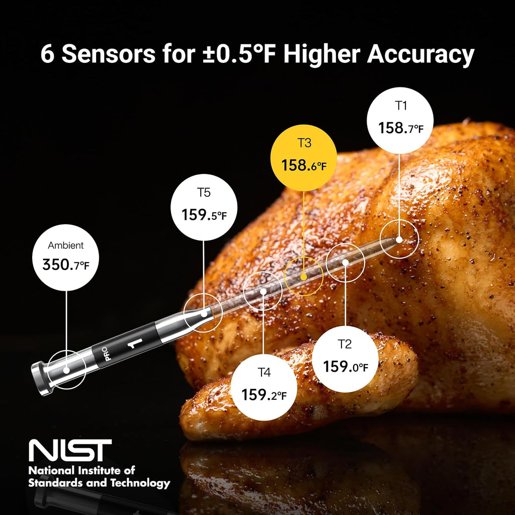 Sub-1G Smart Wireless Meat Thermometer with Standalone Base