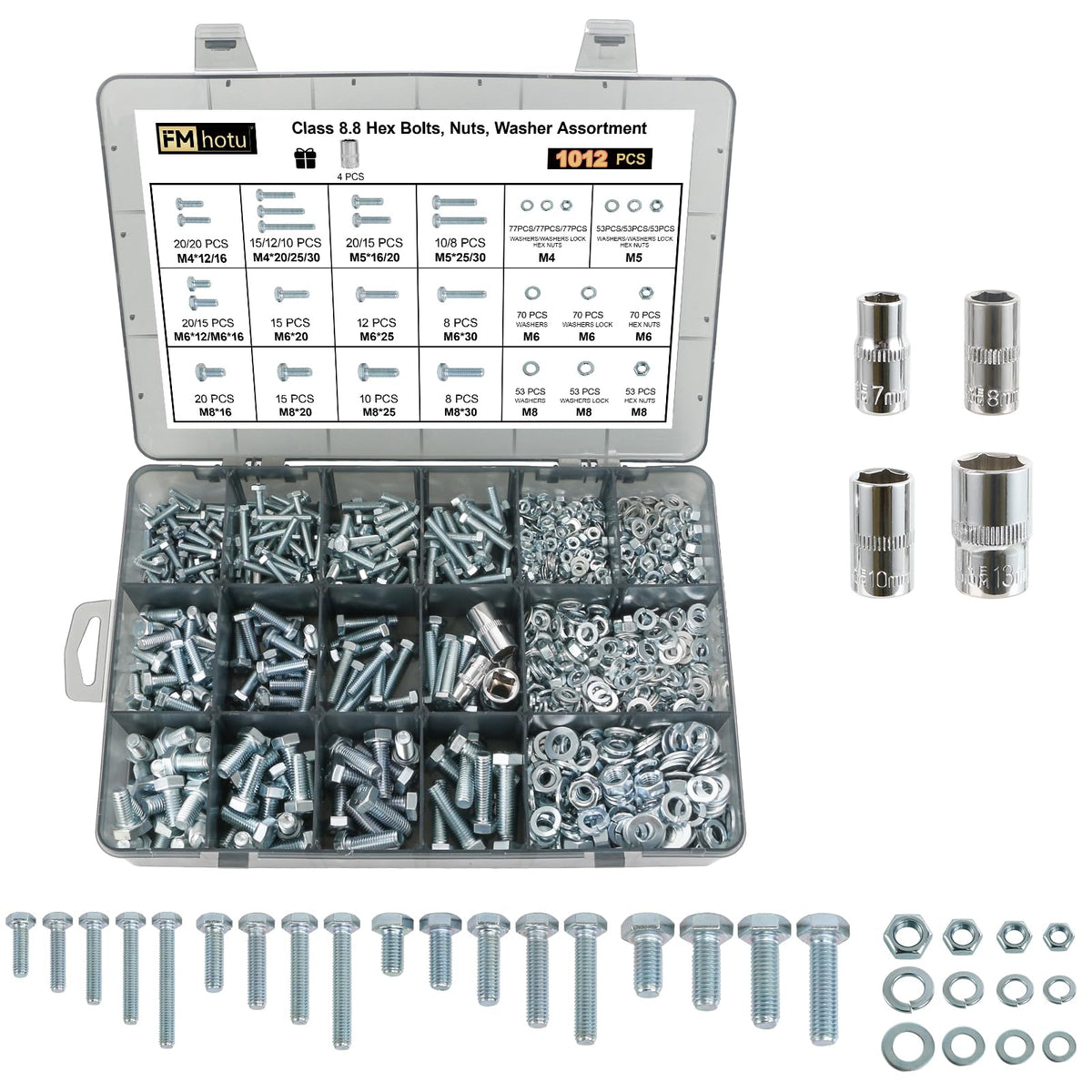 1012Pcs Grade 8.8 Metric Bolts Assortment