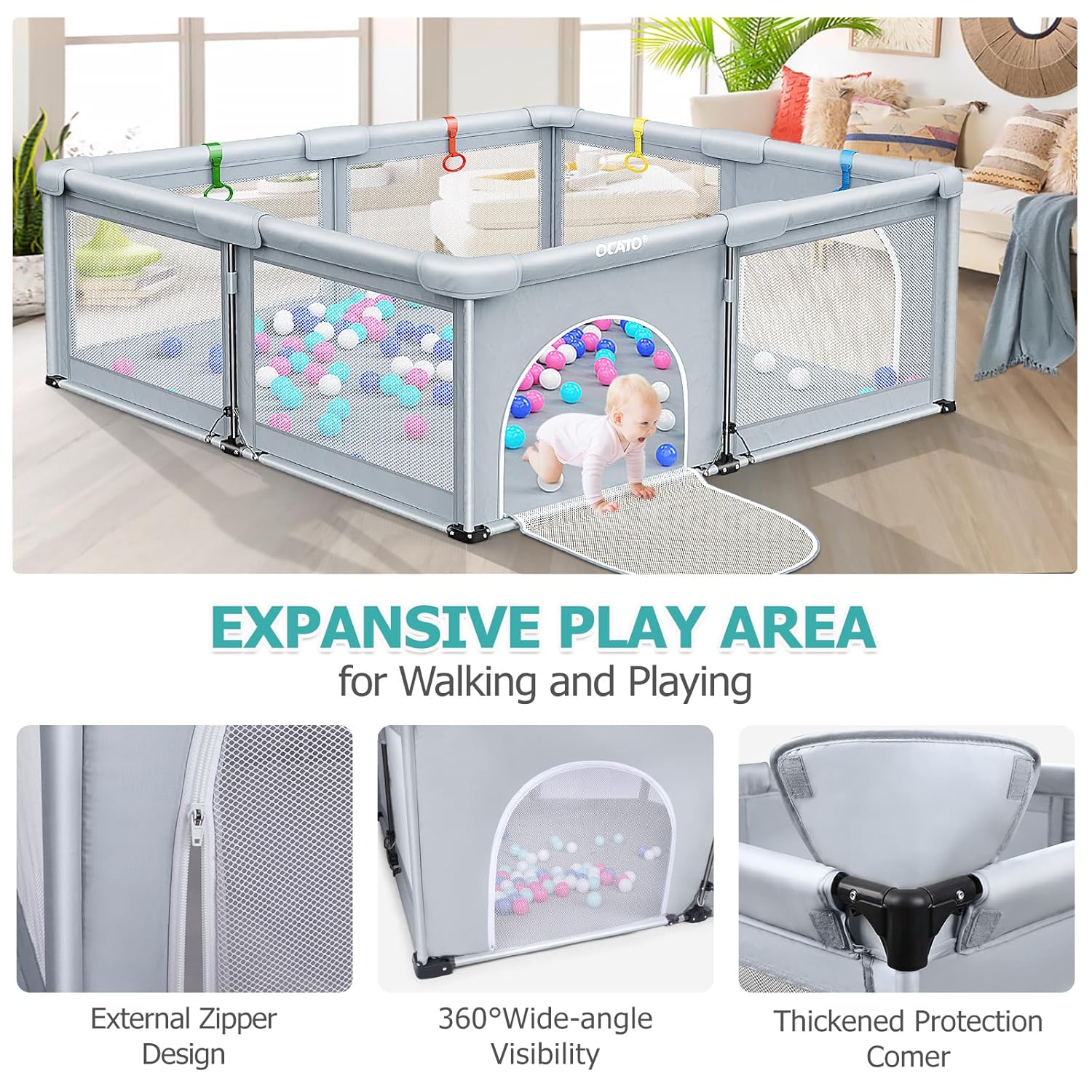 Baby Playpen Foldable Large Playpen for Babies and Toddlers 71×59 | Baby Play Pen Portable Playpen Fence Kids Safety