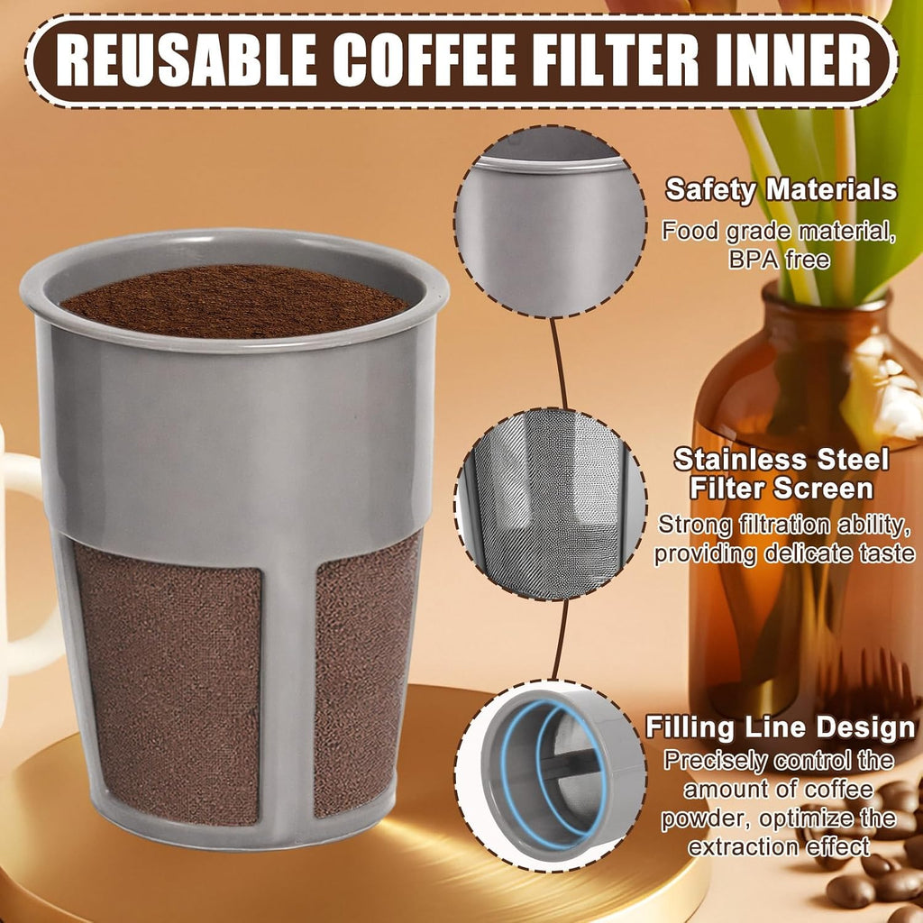 K400 Reusable Coffee Filter Inner 3 Pack with Coffee Spoon | Compatible with Keurigg My K-Cup 2.0 K250 K300 K350 K375