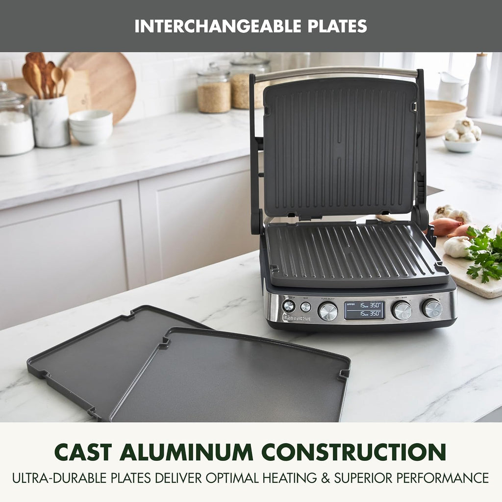 Elite 6-in-1 Multi-Function Contact Grill & Griddle, Healthy Ceramic Nonstick Reversible Plates, Adjustable Shade &