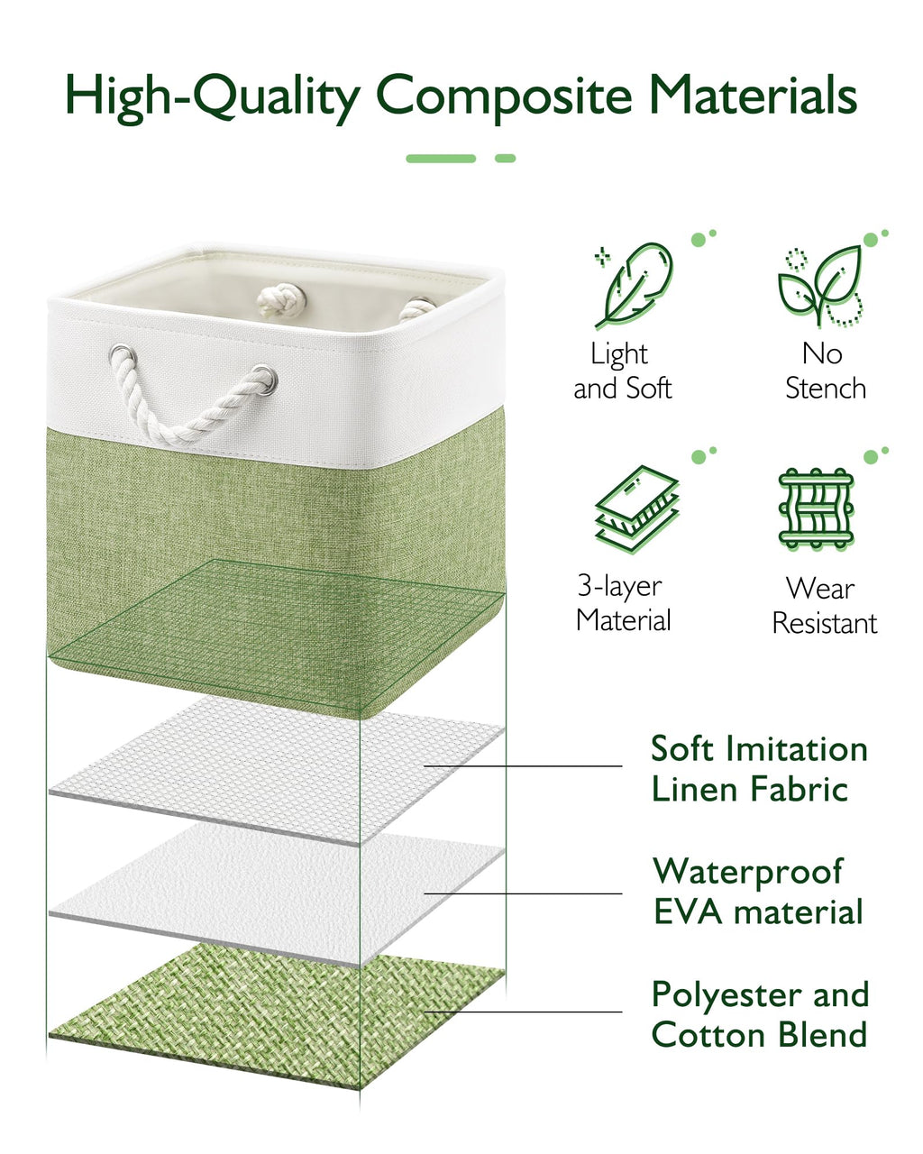 11-Inch Fabric Cube Storage Bins with Handles,4 Pack,Foldable