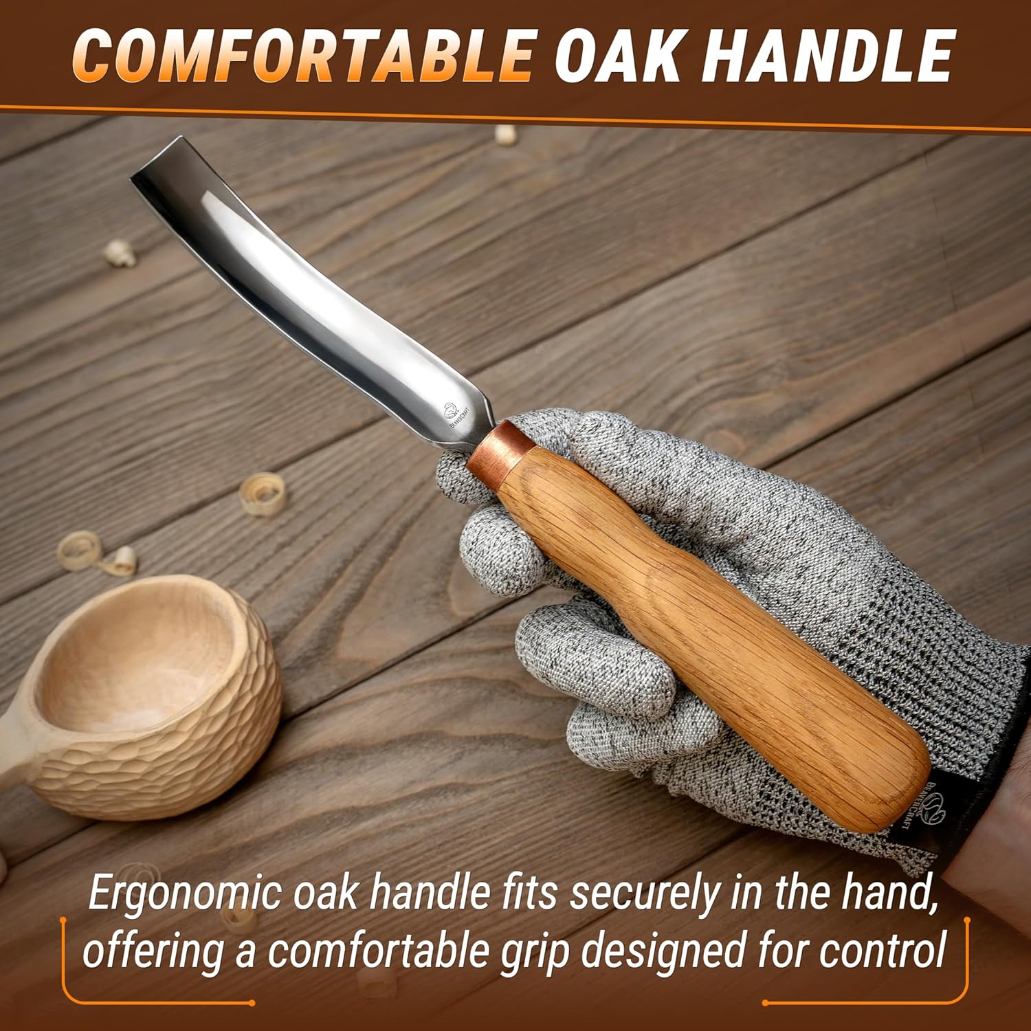 Wood Carving Gouge 7L/22 Spoon Carving Tools, Chisels - Bowl Gouge, Wood Curved Chisel - Whittling Spoon Knife