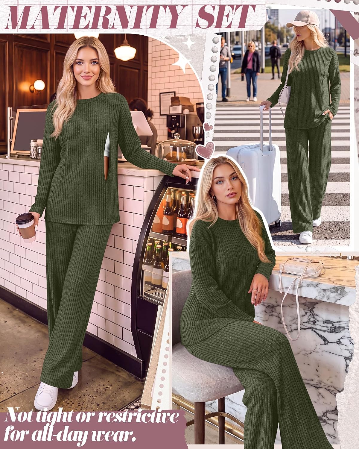 2 Piece Maternity Nursing Lounge Pajamas Set